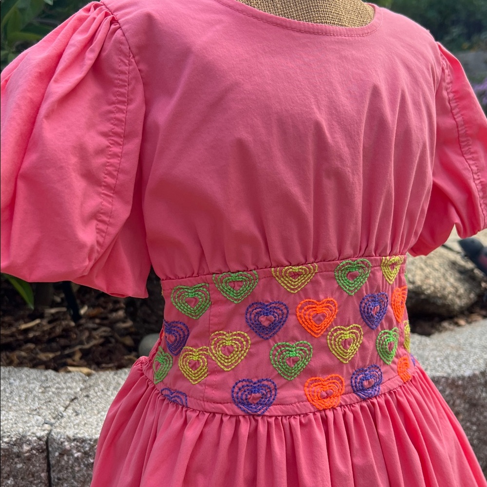 Peek Pink Cotton Blend Puff Sleeve Dress - Picture 2 of 6